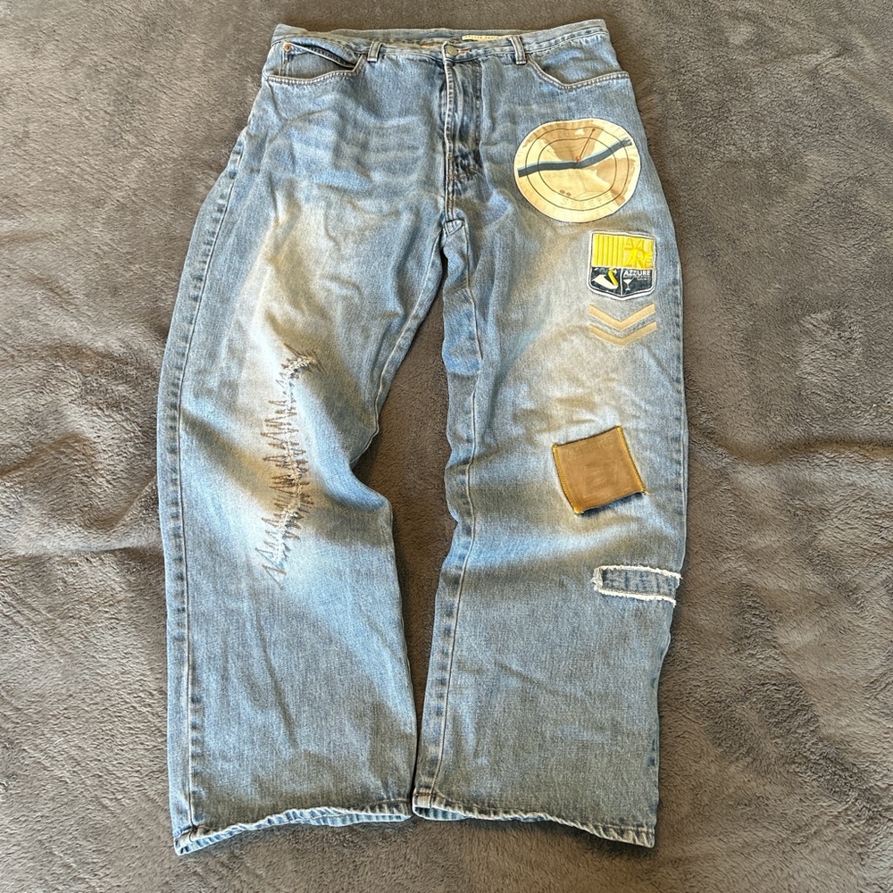 Vintage patchwork Azzure Denim baggy y2k jeans